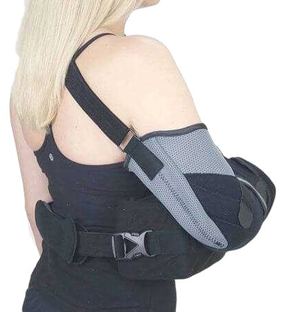 Shoulder Brace with Abduction Pillow and Ball Mini Kahuna Brace® One Size Fits Most EVA / foam / Nylon / Polypropylene Buckle Closure / Hook and Loop Strap Closure / Cinch Cord Envelope Left or Right Arm