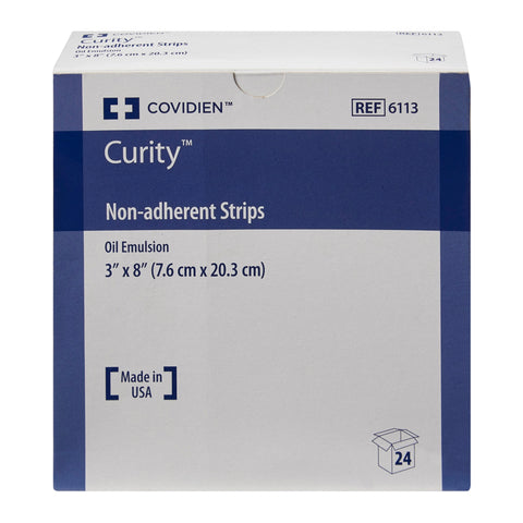 Cardinal Oil Emulsion Impregnated Dressing Curity™ Rectangle 3 X 8 Inch Sterile #6113