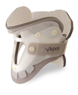 Rigid Cervical Collar with Replacement Pads Aspen® Preformed Adult Short Two-Piece / Trachea Opening 13 to 21 Inch Neck Circumference