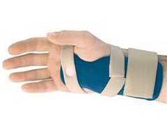 Resting Wrist / Hand Brace AilMed® Lite Night™ CTS Aluminum / Fabric / Foam Left or Right Hand Beige / Blue Small / Medium