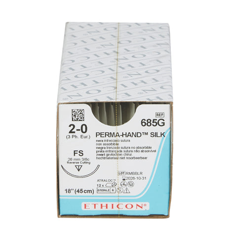 Nonabsorbable Suture with Needle Perma-Hand™ Silk FS 3/8 Circle Reverse Cutting Needle Size 2-0 Braided #685G