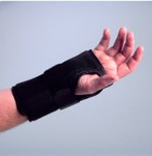 Wrist Brace Deluxe Aluminum / Cotton Flannel / Nylon / Trilaminate Foam Right Hand Black Large 3-1/2 to 4 Inch Palm Width