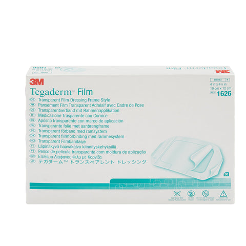 Transparent Film Dressing 3M™ Tegaderm™ 4 X 4-3/4 Inch Frame Style Delivery Rectangle Sterile #1626