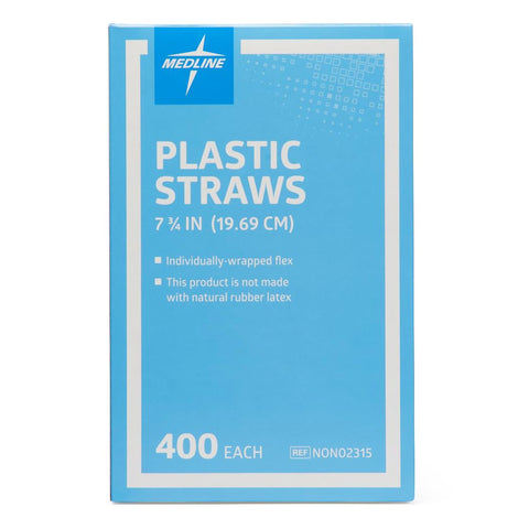 Flexible Drinking Straw Medline Industries 7-3/4 Inch Length White Individually Wrapped #NON02315
