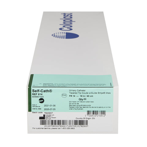 Coloplast Urethral Catheter Self-Cath® Coude Tip Uncoated PVC 14 Fr. 16 Inch #614