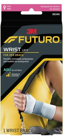 Wrist Support Futuro™ For Her Aluminum / Nylon / Polyester / Polyurethane / Spandex / Silicone Left Hand Gray One Size Fits Most