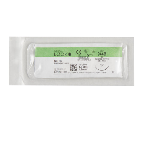 Nonabsorbable Suture with Needle LOOK® Nylon C-6 3/8 Circle Reverse Cutting Needle Size 4-0 Monofilament #944B