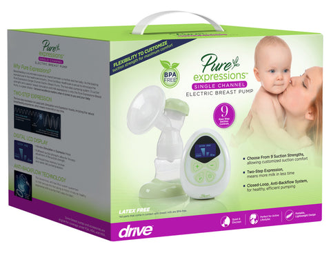 Drive Medical Pure Expressions Single Channel Electric Breast Pump #RTLBP1000