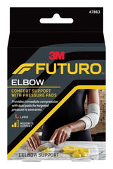 Elbow Support with Pressure Pads 3M™ Futuro™ Large Pull-On / Hook and Loop Strap Closure Sleeve Left or Right Elbow 11 to 12 Inch Elbow Circumference Gray