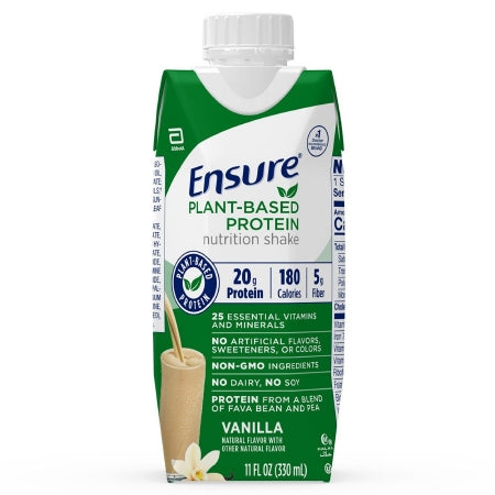 Oral Supplement Ensure® Plant Based Protein Nutrition Shake Vanilla Flavor Liquid 11 oz. Carton