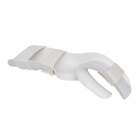 Functional-Position Hand Splint with Strapping Rolyan® Preformed / Perforated Thermoplastic Right Hand White Medium 3-1/2 to 4-1/2 Inch MCP Width