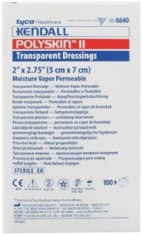 Transparent Film Dressing Kendall™ 2 X 2-3/4 Inch 2 Tab Delivery Rectangle Sterile #6640