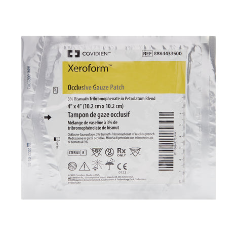 Xeroform Petrolatum Impregnated Dressing Xeroform™ Occlusive Square 4 X 4 Inch Sterile #8884433500