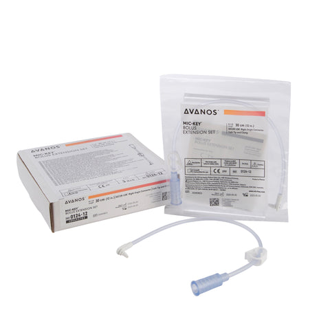 Bolus Enteral Feeding Extension Tube Set MIC-Key 12 Inch, With Cath Tip, SECUR-LOK Right-Angle Connector and Clamp For MIC-Key Low-Profile Gastrostomy, Jejunal, and Transgastric-Jejunal Feeding Tubes #0124-12