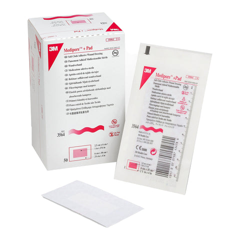 Adhesive Dressing 3M™ Medipore™  Soft Cloth Rectangle White Sterile