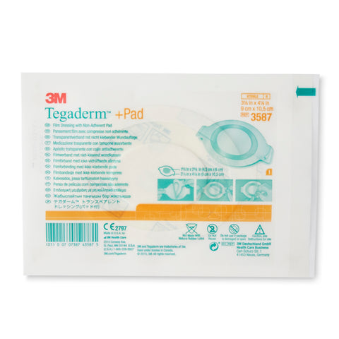 Transparent Film Dressing with Pad 3M™ Tegaderm™ 3-1/2 X 4 Inch Frame Style Delivery Rectangle Sterile #3587