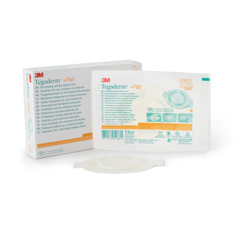 Transparent Film Dressing with Pad 3M™ Tegaderm™ 3-1/2 X 4 Inch Frame Style Delivery Rectangle Sterile #3587