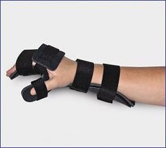 Resting Hand Orthosis with Neutral Thumb Contoured Kydex® Thermoplastic / OrthoWick Right Hand Black Medium