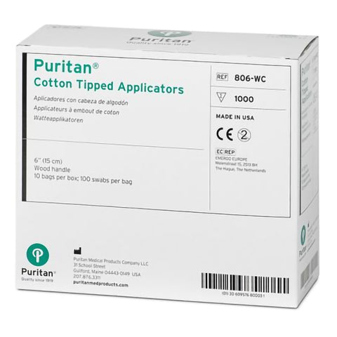 Swabstick Puritan® Cotton Tip Wood Shaft 6 Inch NonSterile 1000 per Pack