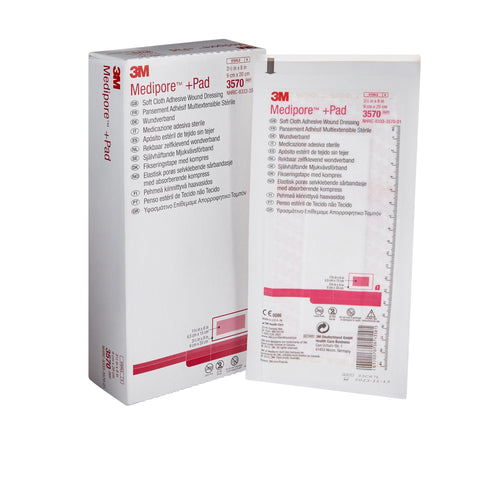 Adhesive Dressing 3M™ Medipore™  Soft Cloth Rectangle White Sterile