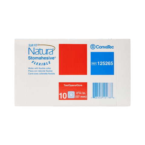 ConvaTec Ostomy Barrier Sur-Fit Natura® Trim to Fit 125265, Standard Wear Stomahesive® Adhesive 57 mm Flange Sur-Fit® Natura® System Hydrocolloid 1-3/8 to 1-3/4 Inch Opening 5 X 5 Inch