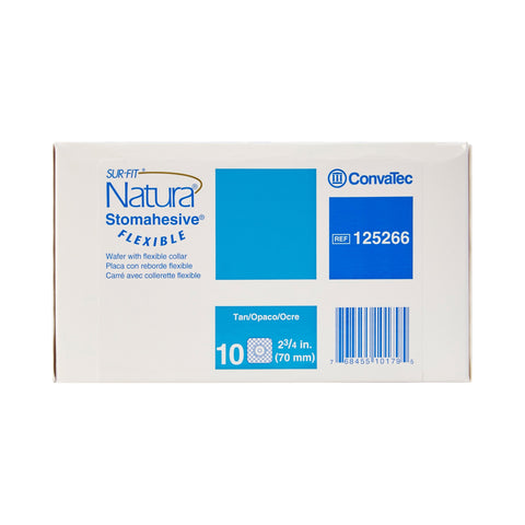 ConvaTec Ostomy Barrier Sur-Fit Natura® Trim to Fit 125266, Standard Wear Stomahesive® Adhesive 70 mm Flange Sur-Fit Natura® System Hydrocolloid 1-7/8 to 2-1/2 Inch Opening 5 X 5 Inch
