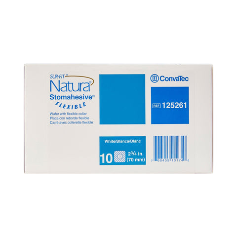 ConvaTec Ostomy Barrier Sur-Fit Natura® Trim to Fit 125261, Standard Wear Stomahesive® Adhesive 70 mm Flange Sur-Fit Natura® System Hydrocolloid 1-7/8 to 2-1/2 Inch Opening 5 X 5 Inch