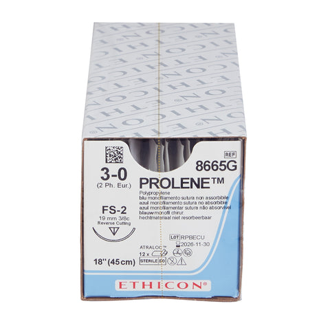Nonabsorbable Suture with Needle Prolene™ Polypropylene FS-2 3/8 Circle Reverse Cutting Needle Size 3-0 Monofilament #8665G