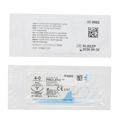 Nonabsorbable Suture with Needle Prolene™ Polypropylene PS-2 3/8 Circle Precision Reverse Cutting Needle Size 4-0 Monofilament #8682G