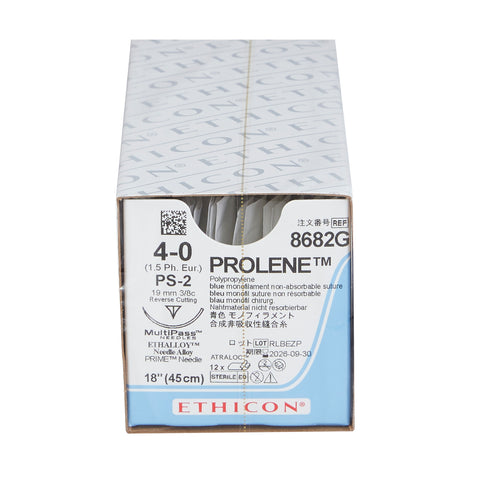Nonabsorbable Suture with Needle Prolene™ Polypropylene PS-2 3/8 Circle Precision Reverse Cutting Needle Size 4-0 Monofilament #8682G