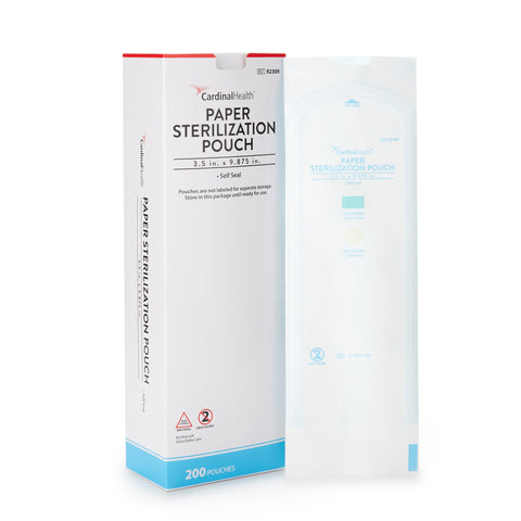 Sterilization Pouch Cardinal Health™ Ethylene Oxide (EO) Gas / Steam 3-1/2 X 9 Inch Transparent / White Self Seal Paper / Film #92309