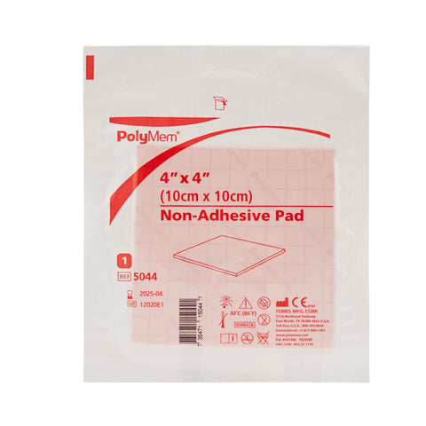 Ferris Manufacturing Foam Dressing PolyMem® 4 X 4 Inch Without Border Film Backing Nonadhesive Square Sterile #5044