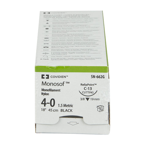 Nonabsorbable Suture with Needle Monosof™ Nylon C-13 3/8 Circle Reverse Cutting Needle Size 4-0 Monofilament #SN-662G