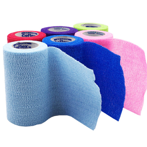Cohesive Bandage CoFlex® Tensile Strength Self-adherent Closure Teal / Blue / White / Purple / Red / Green NonSterile