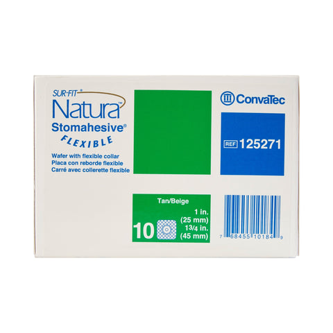 ConvaTec Ostomy Barrier Sur-Fit Natura® Precut 125271 , Standard Wear Stomahesive® Adhesive 45 mm Flange Sur-Fit® Natura® System Hydrocolloid 1 Inch Opening 4 X 4 Inch