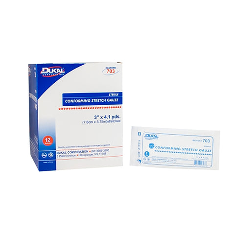 Conforming Bandage Dukal™ Polyester / Rayon 1-Ply  Roll Shape Sterile