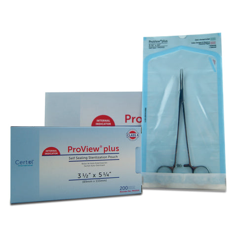 Sterilization Pouch ProView® plus Gas / Steam / Chemical Vapor 3-1/2 X 5-1/4 Inch Transparent / Blue Self Seal Paper / Film #PM3554-1