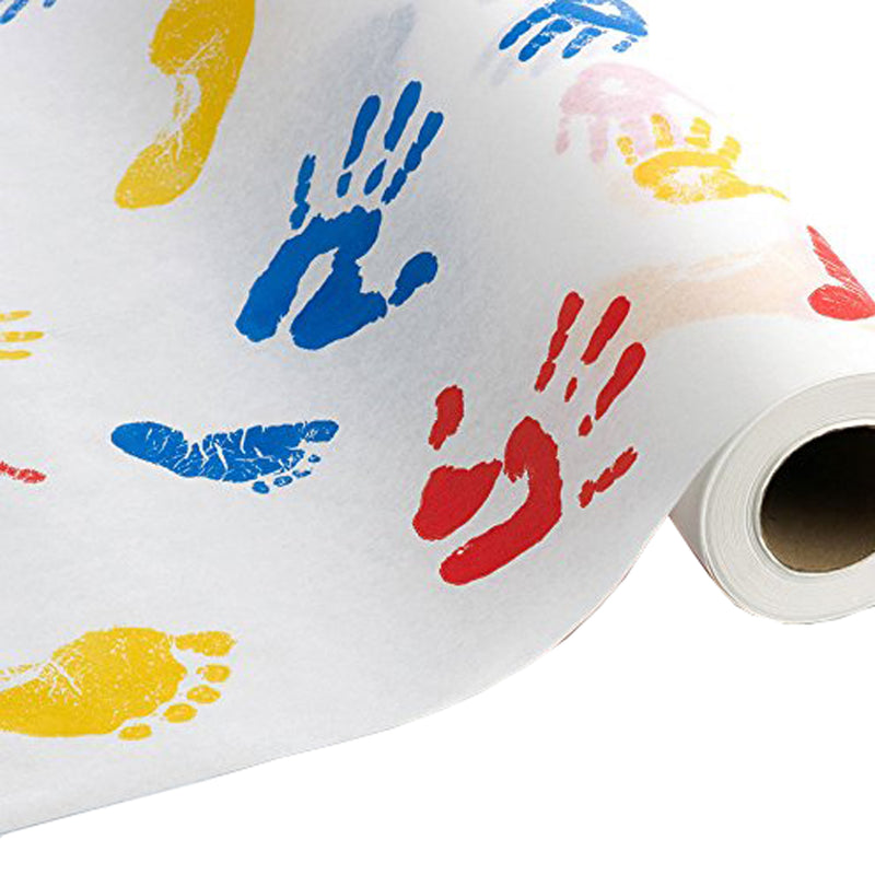 Table Paper Tiny Tracks™ 21 Inch Width 125 Foot Length Print (Hands) Crepe