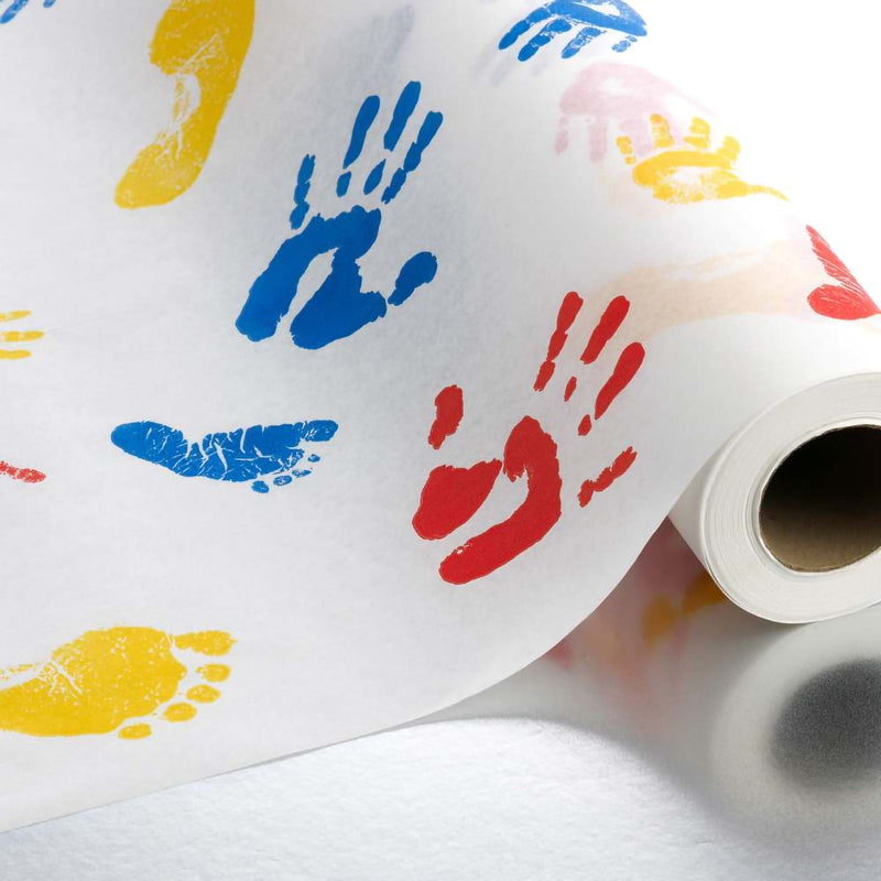 Table Paper Tiny Tracks™ 18 Inch Width 125 Foot Length Print (Hands) Crepe