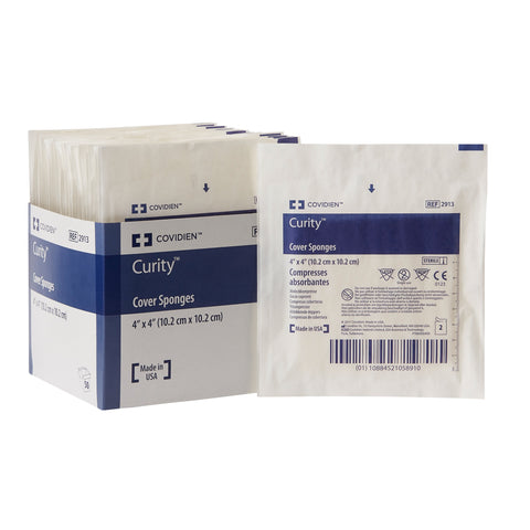 Nonwoven Sponge Curity™ Cellulose 4-Ply 4 X 4 Inch Square Sterile- 2 per Pack #2913