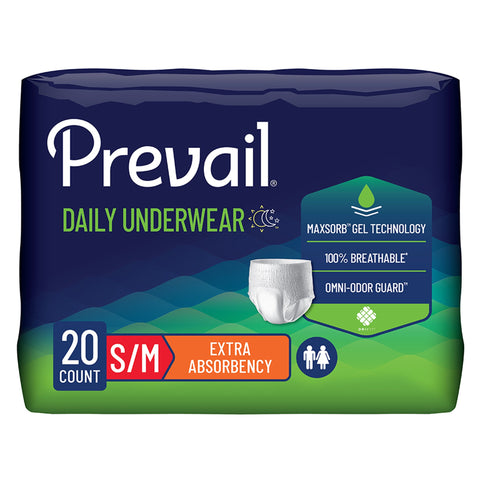 Absorbent Underwear Prevail® Daily Underwear Extra Pull On with Tear Away Seams Adult Medium Unisex Disposable Moderate Absorbency#PV-512