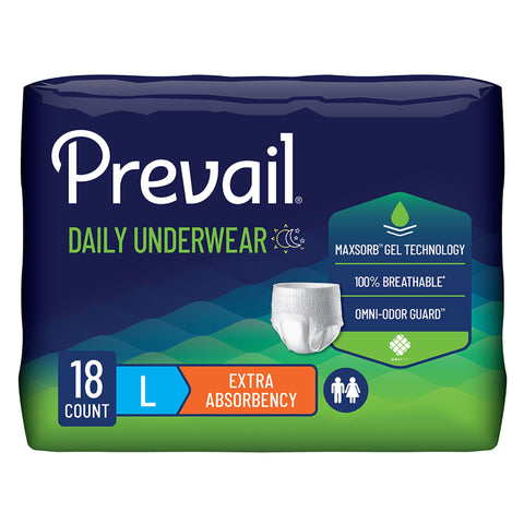 Absorbent Underwear Prevail® Daily Underwear Extra Pull On with Tear Away Seams Adult Large Unisex Disposable Moderate Absorbency #PV-513