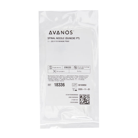 Spinal Needle AVANOS* Quincke Style 22 Gauge 3-1/2 Inch Length Sterile #18336
