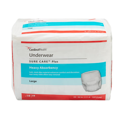 Absorbent Underwear Sure Care™ Plus Pull On with Tear Away Seams Adult Large Unisex Disposable Heavy Absorbency #1615A