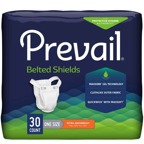 Incontinence Belted Undergarment Prevail® Belted Shields Belted Adult One Size Fits Most Unisex Disposable Light Absorbency #PV-324