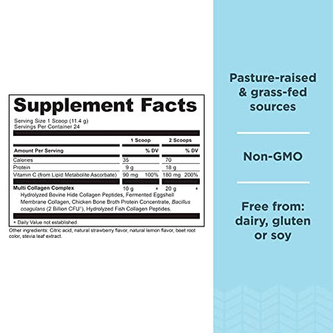 Collagen Powder Protein with Vitamin C and Probiotics by Ancient Nutrition, Multi Collagen Protein, Unflavored, 24 Servings, Hydrolyzed Collagen Peptides Supports Skin and Nails, Gut Health, 8.6oz