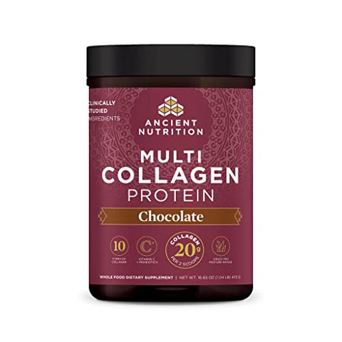 Collagen Powder Protein with Vitamin C and Probiotics by Ancient Nutrition, Multi Collagen Protein, Unflavored, 24 Servings, Hydrolyzed Collagen Peptides Supports Skin and Nails, Gut Health, 8.6oz