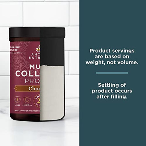 Collagen Powder Protein with Vitamin C and Probiotics by Ancient Nutrition, Multi Collagen Protein, Unflavored, 24 Servings, Hydrolyzed Collagen Peptides Supports Skin and Nails, Gut Health, 8.6oz