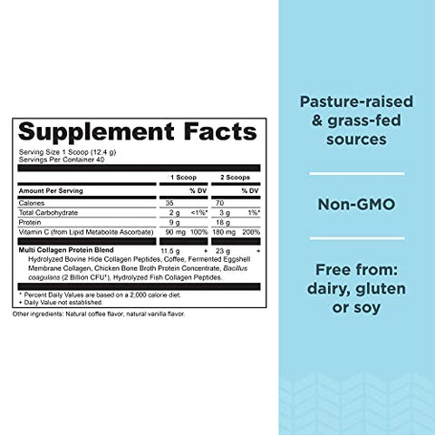 Collagen Powder Protein with Vitamin C and Probiotics by Ancient Nutrition, Multi Collagen Protein, Unflavored, 24 Servings, Hydrolyzed Collagen Peptides Supports Skin and Nails, Gut Health, 8.6oz