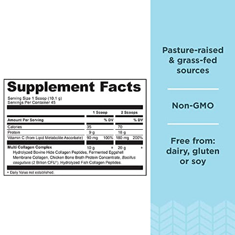 Collagen Powder Protein with Vitamin C and Probiotics by Ancient Nutrition, Multi Collagen Protein, Unflavored, 24 Servings, Hydrolyzed Collagen Peptides Supports Skin and Nails, Gut Health, 8.6oz